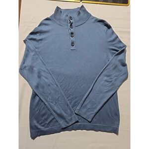 Banana Republic Mens Small Sweater Silk Cashmere Long Sleeve Mock Neck Blue